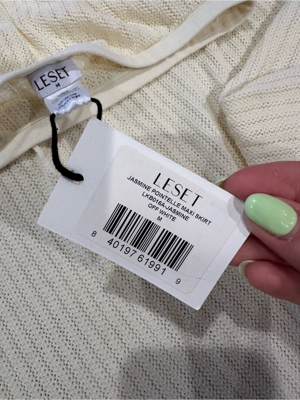 Leset Brand New (NWT) Jasmine Pointelle Maxi Skirt - Off- White - Picture 7 of 7